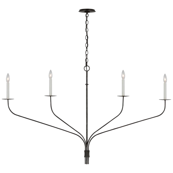 Bellano Grande Four Light Linear Chandelier-Visual Comfort-VISUAL-IKF 5755AI-ChandeliersAged Iron-1-France and Son