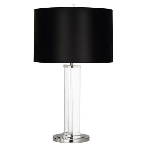 Fineas Table Lamp-Robert Abbey Fine Lighting-ABBEY-S472B-Table LampsClear Glass and Polished Nickel Black Painted Opaque Parchment Shade-4-France and Son