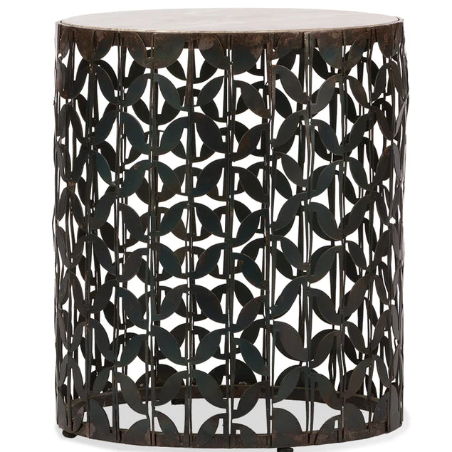 Gianna Accent Table Blacke-Gold Leaf Design Group-GOLDL-IR7920-16-Side Tables-2-France and Son