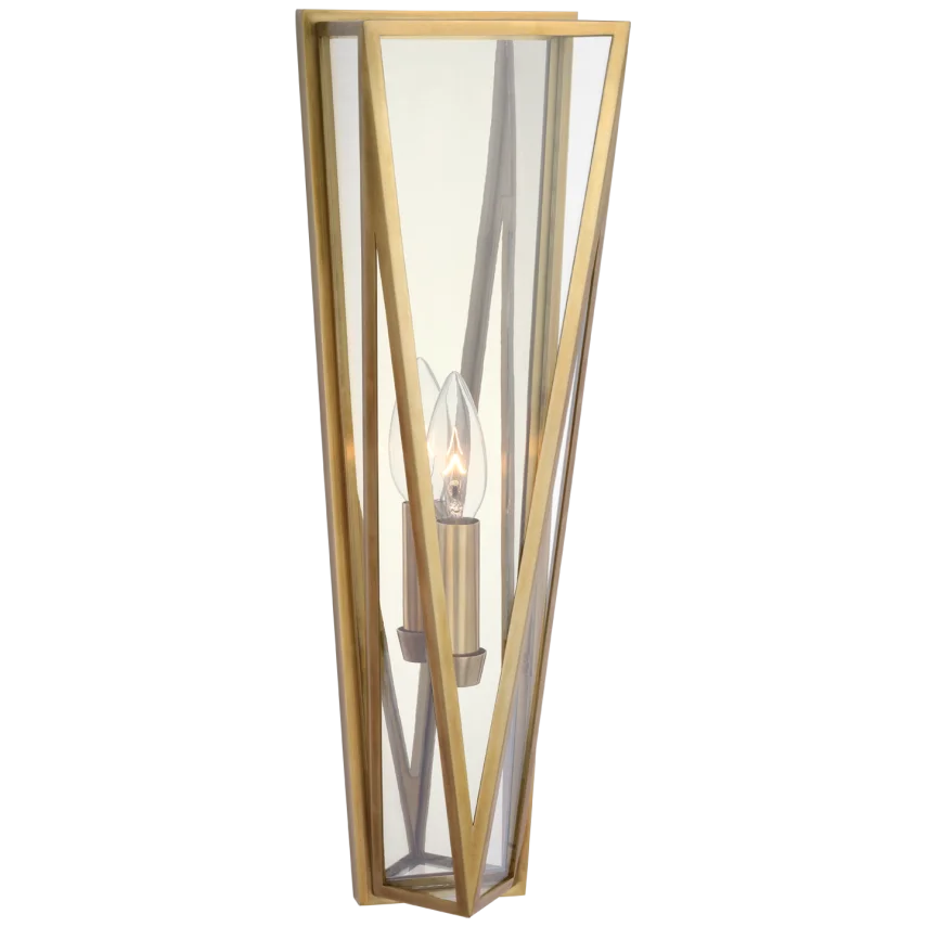 Lorino Medium Sconce-Visual Comfort-VISUAL-JN 2240HAB-CG-Wall LightingHand-Rubbed Antique Brass-Clear Glass-6-France and Son