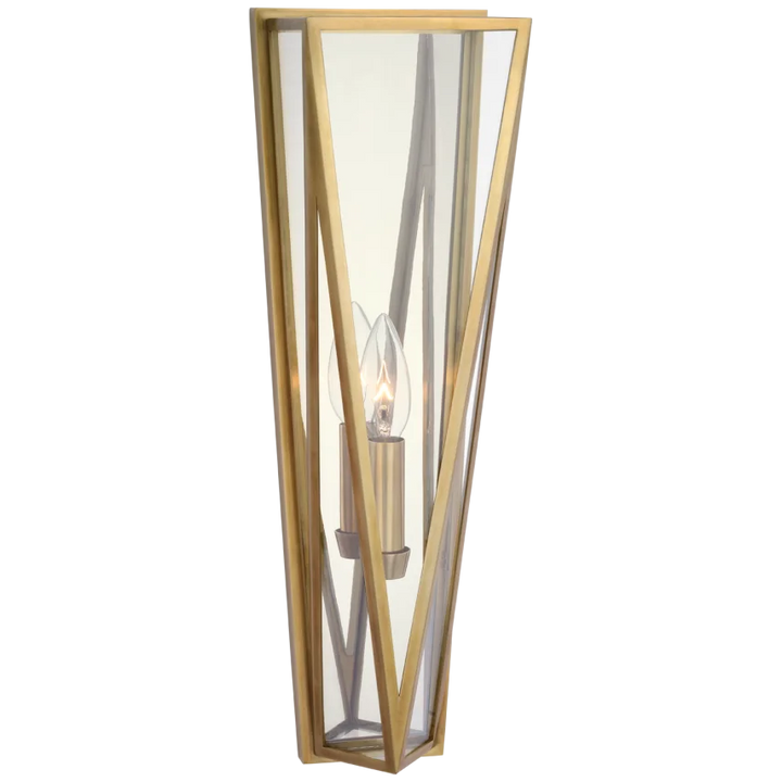 Lorino Medium Sconce-Visual Comfort-VISUAL-JN 2240HAB-CG-Wall LightingHand-Rubbed Antique Brass-Clear Glass-6-France and Son