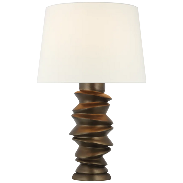 Kassey Medium Table Lamp-Visual Comfort-VISUAL-JN 3005ABL-L-Table LampsAntique Bronze Leaf With Linen Shade-1-France and Son