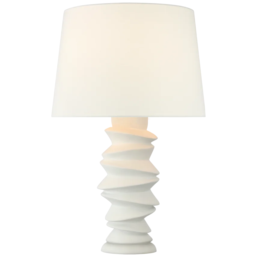 Kassey Medium Table Lamp-Visual Comfort-VISUAL-JN 3005PW-L-Table LampsPlaster White With Linen Shade-3-France and Son