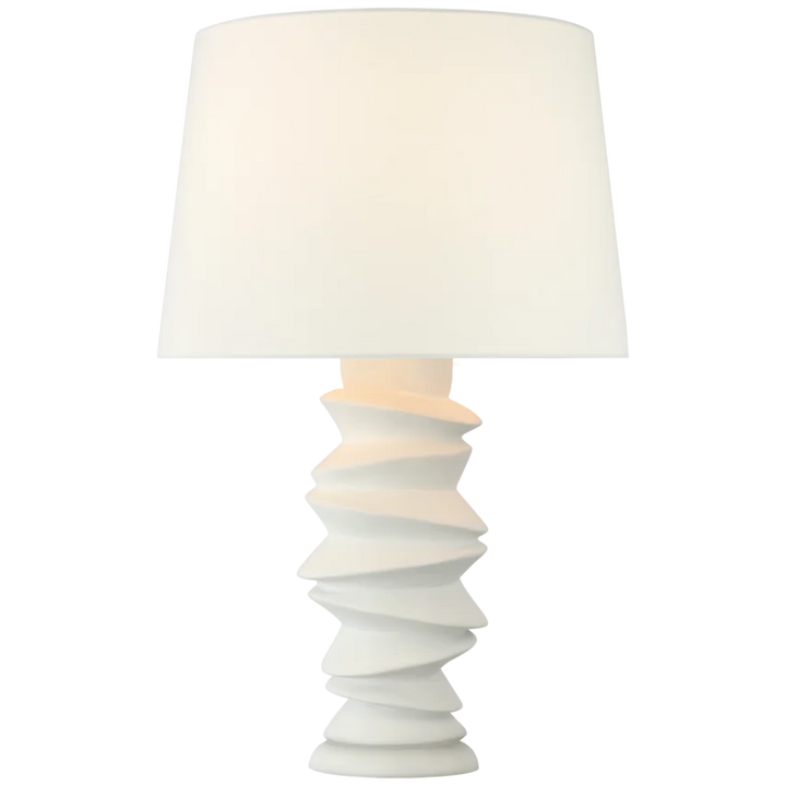 Kassey Medium Table Lamp-Visual Comfort-VISUAL-JN 3005PW-L-Table LampsPlaster White With Linen Shade-3-France and Son