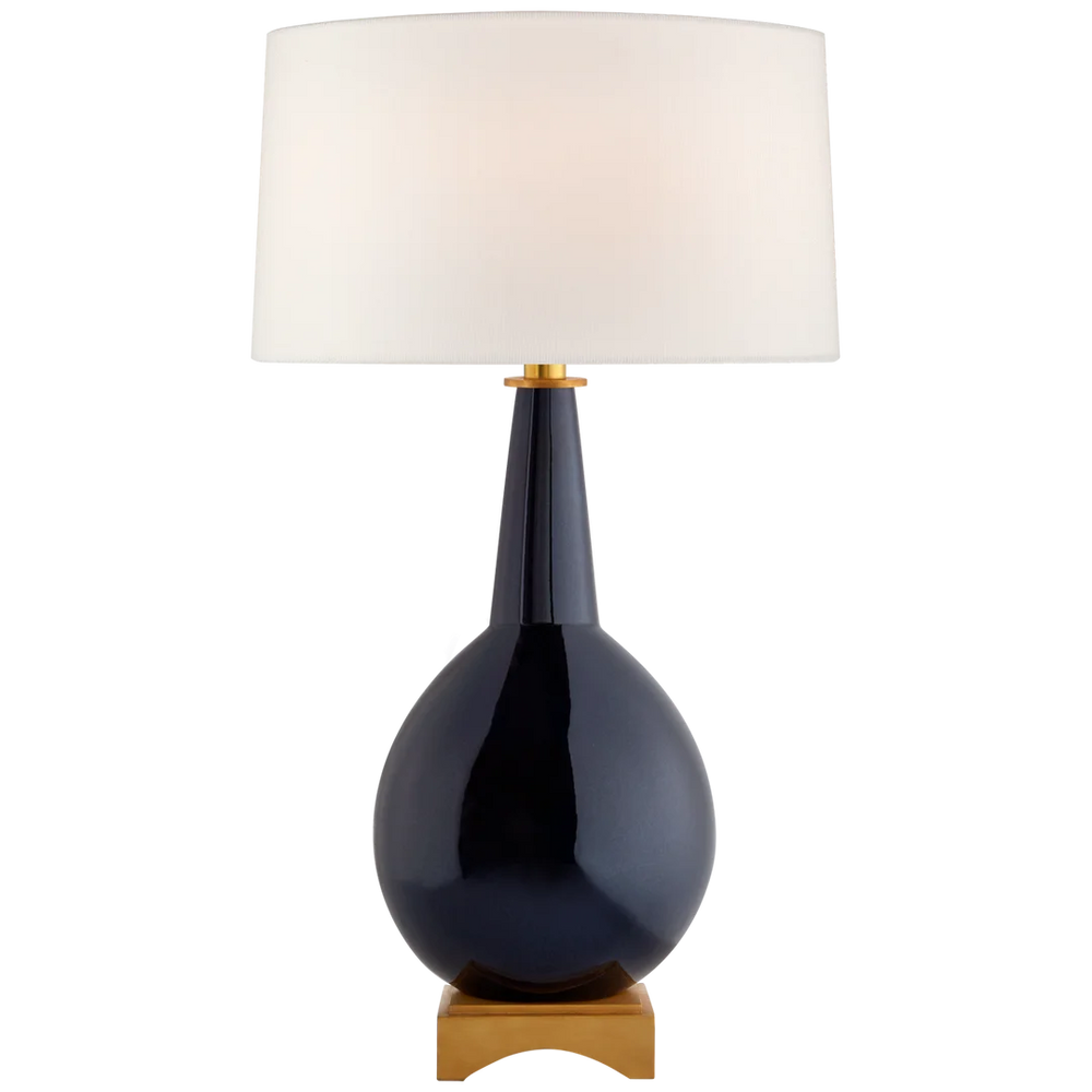Anthony Large Table Lamp-Visual Comfort-VISUAL-JN 3605MBB-L-Table LampsMixed Blue Brown-Linen Shade-2-France and Son