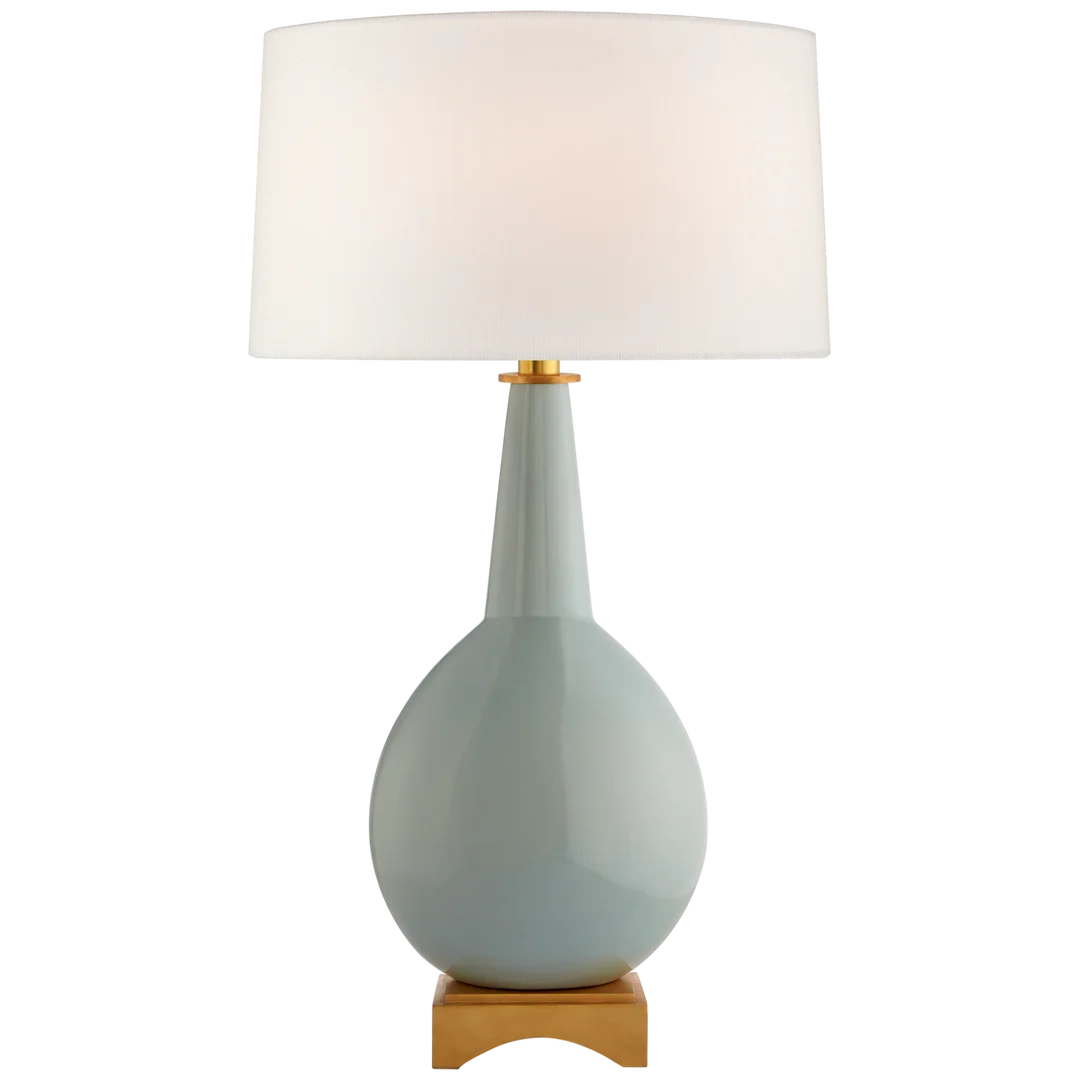 Anthony Large Table Lamp-Visual Comfort-VISUAL-JN 3605PLB-L-Table LampsPale Blue-Linen Shade-3-France and Son