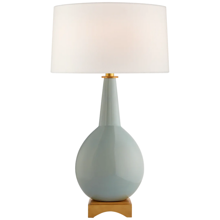 Anthony Large Table Lamp-Visual Comfort-VISUAL-JN 3605PLB-L-Table LampsPale Blue-Linen Shade-3-France and Son