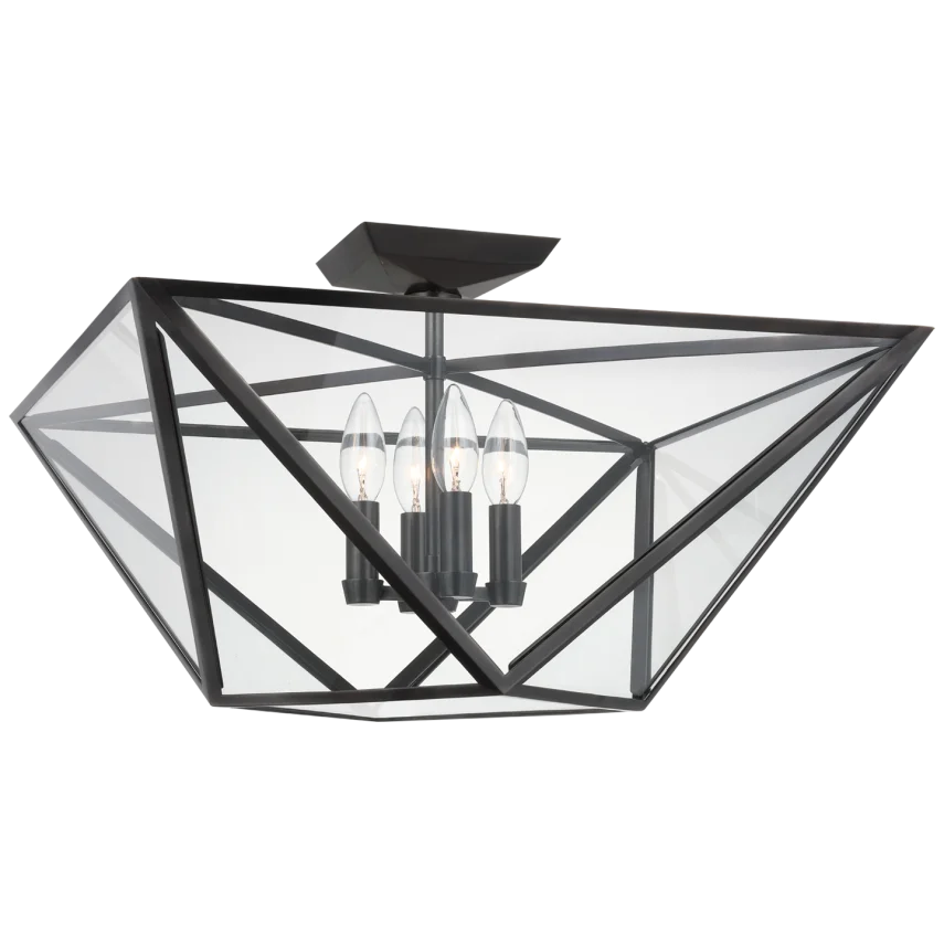 Loreno Large Semi - Flush Mount-Visual Comfort-VISUAL-JN 4240BZ-CG-Flush MountsBronze with Clear Glass-1-France and Son