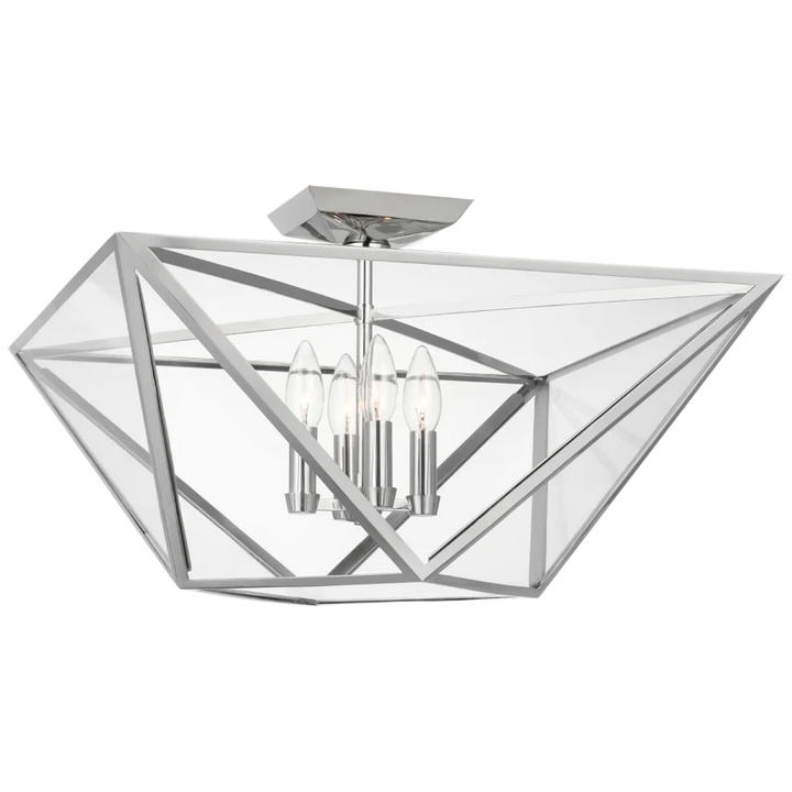 Loreno Large Semi - Flush Mount-Visual Comfort-VISUAL-JN 4240PN-CG-Flush MountsPolished Nickel with Clear Glass-3-France and Son