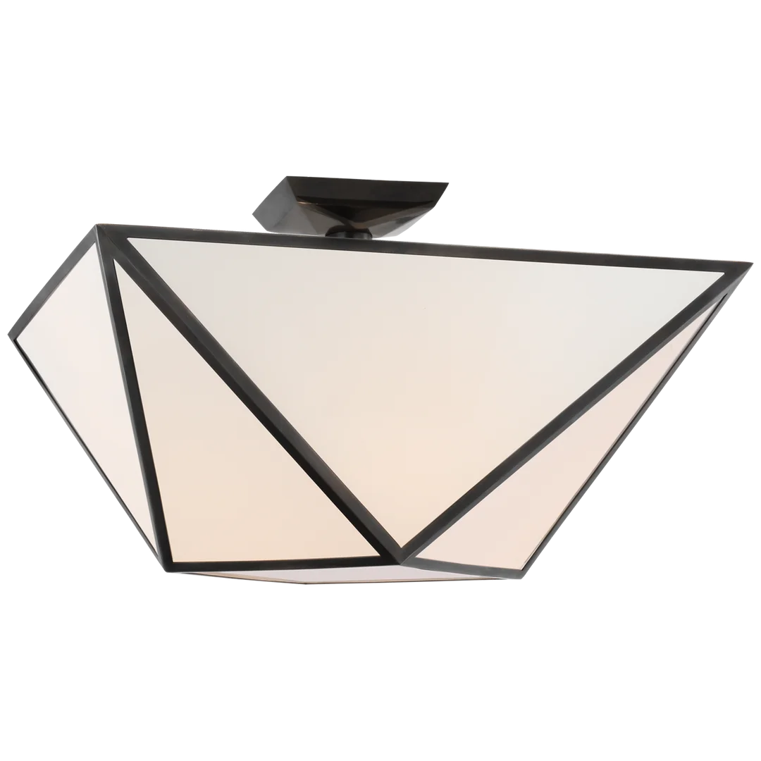 Loreno Large Semi - Flush Mount-Visual Comfort-VISUAL-JN 4241BZ-WG-Flush MountsBronze-White Glass-4-France and Son