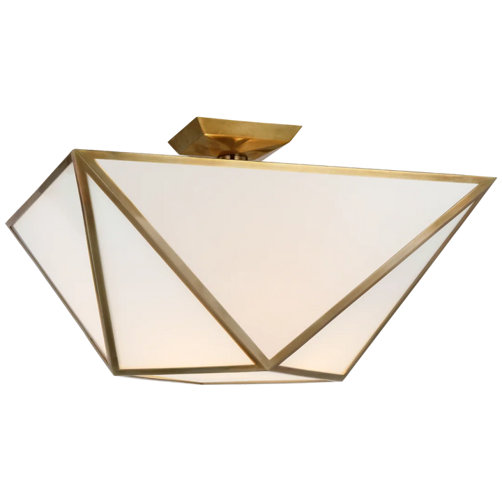 Loreno Large Semi - Flush Mount-Visual Comfort-VISUAL-JN 4241HAB-WG-Flush MountsBrass-White Glass-5-France and Son