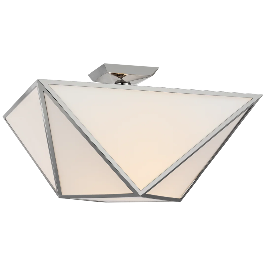 Loreno Large Semi - Flush Mount-Visual Comfort-VISUAL-JN 4241PN-WG-Flush MountsNickel-White Glass-6-France and Son