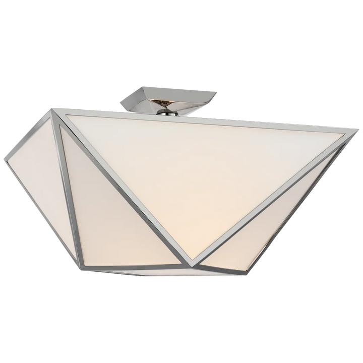 Loreno Large Semi - Flush Mount-Visual Comfort-VISUAL-JN 4241PN-WG-Flush MountsNickel-White Glass-6-France and Son