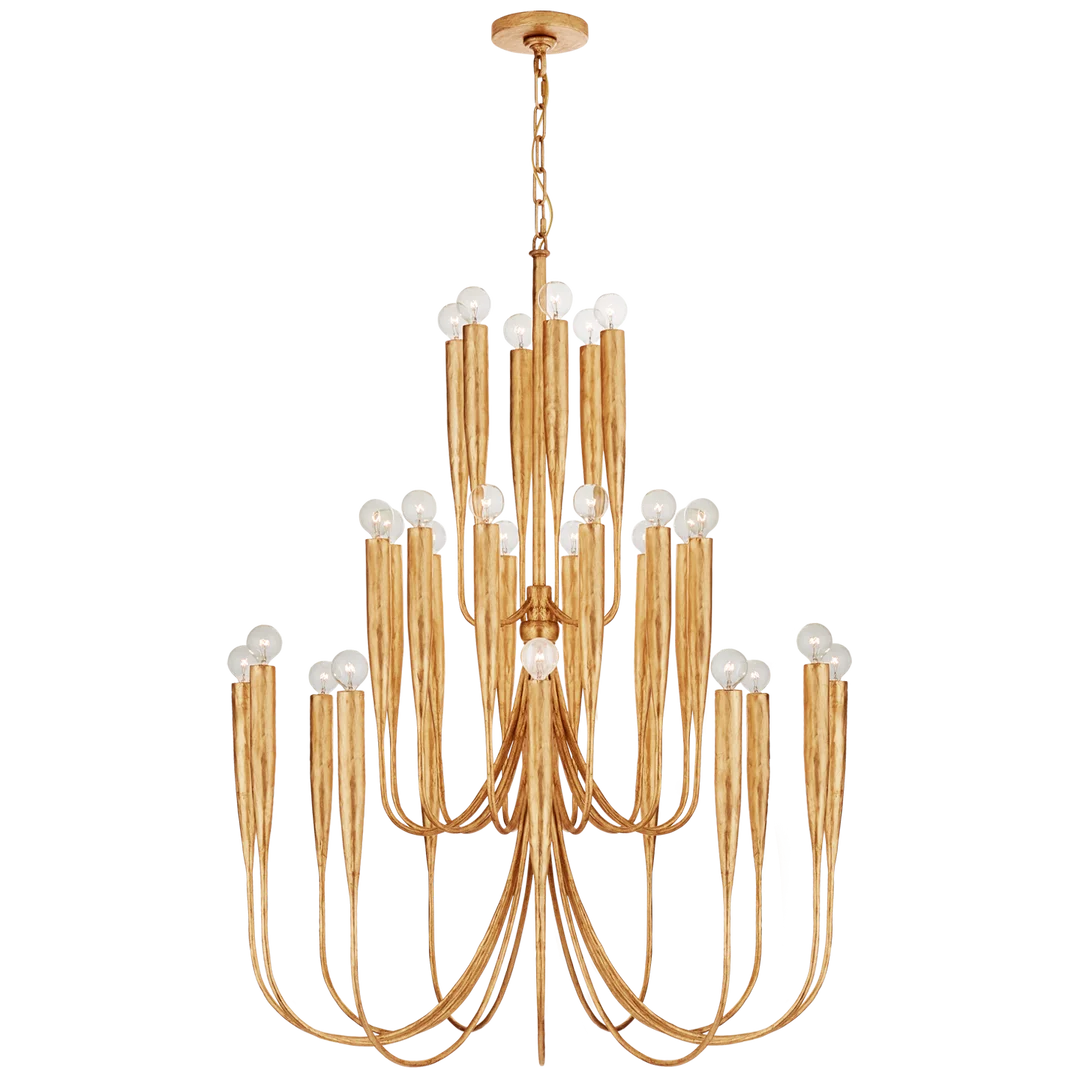 Acai Large Chandelier-Visual Comfort-VISUAL-JN 5072AGL-ChandeliersAntique Gold Leaf-1-France and Son