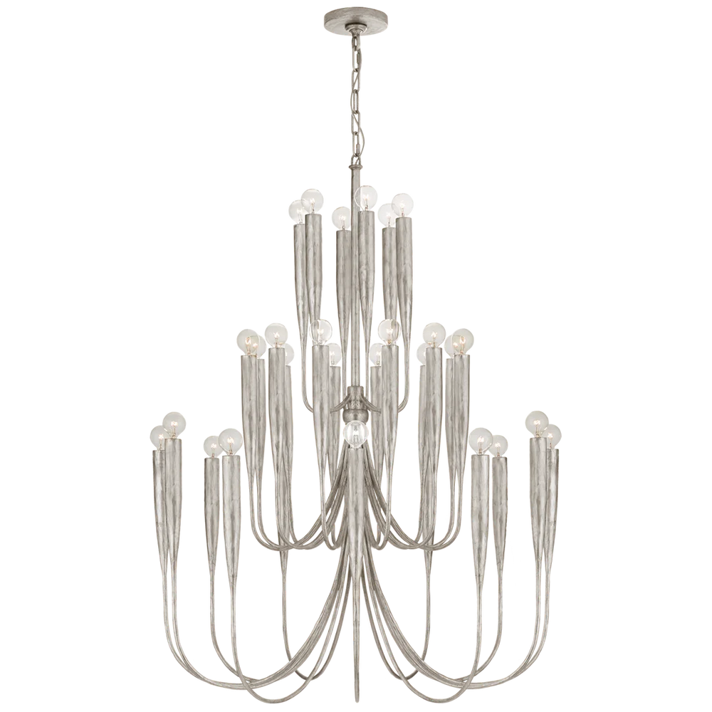 Acai Large Chandelier-Visual Comfort-VISUAL-JN 5072BSL-ChandeliersBurnished Silver Leaf-2-France and Son