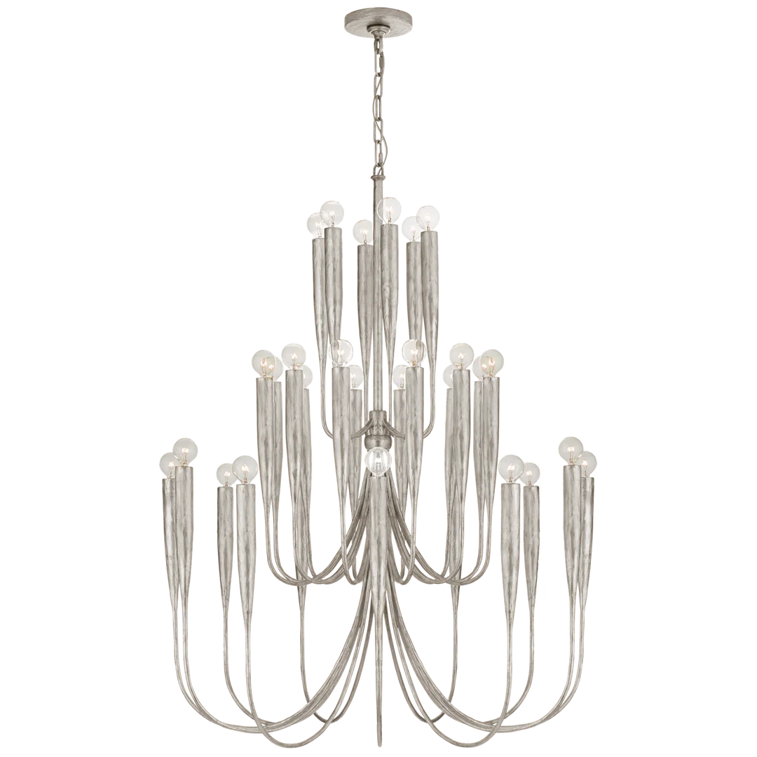 Acai Large Chandelier-Visual Comfort-VISUAL-JN 5072BSL-ChandeliersBurnished Silver Leaf-2-France and Son