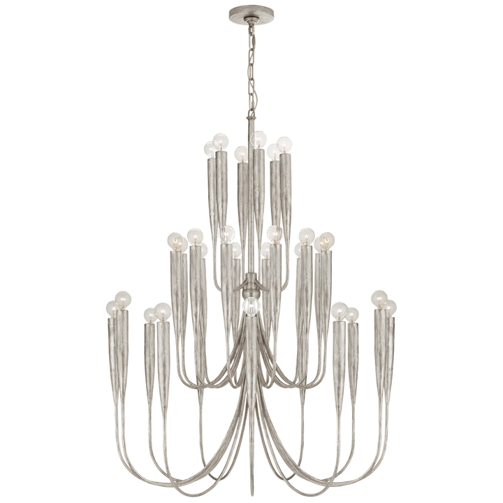 Acai Large Chandelier-Visual Comfort-VISUAL-JN 5072BSL-ChandeliersBurnished Silver Leaf-2-France and Son