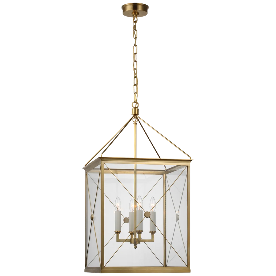 Roma Medium Lantern-Visual Comfort-VISUAL-JN 5087AB-CG-lanternsAntique-Burnished Brass With Clear Glass-1-France and Son