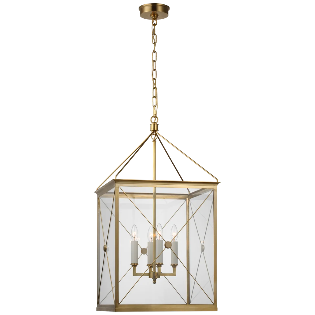 Roma Medium Lantern-Visual Comfort-VISUAL-JN 5087AB-CG-lanternsAntique-Burnished Brass With Clear Glass-1-France and Son