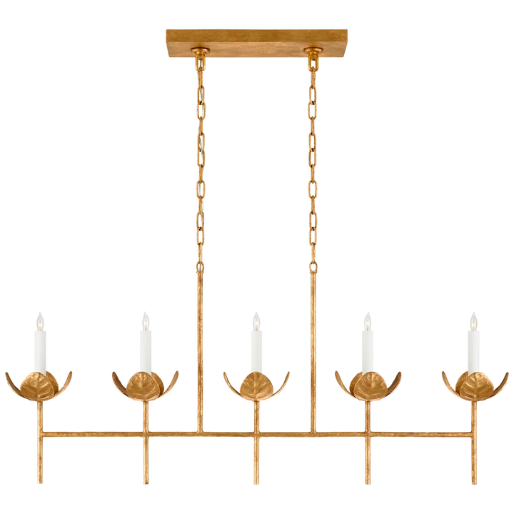 Iyana Large Linear Chandelier-Visual Comfort-VISUAL-JN 5630AGL-ChandeliersAntique Gold Leaf-No Option-4-France and Son