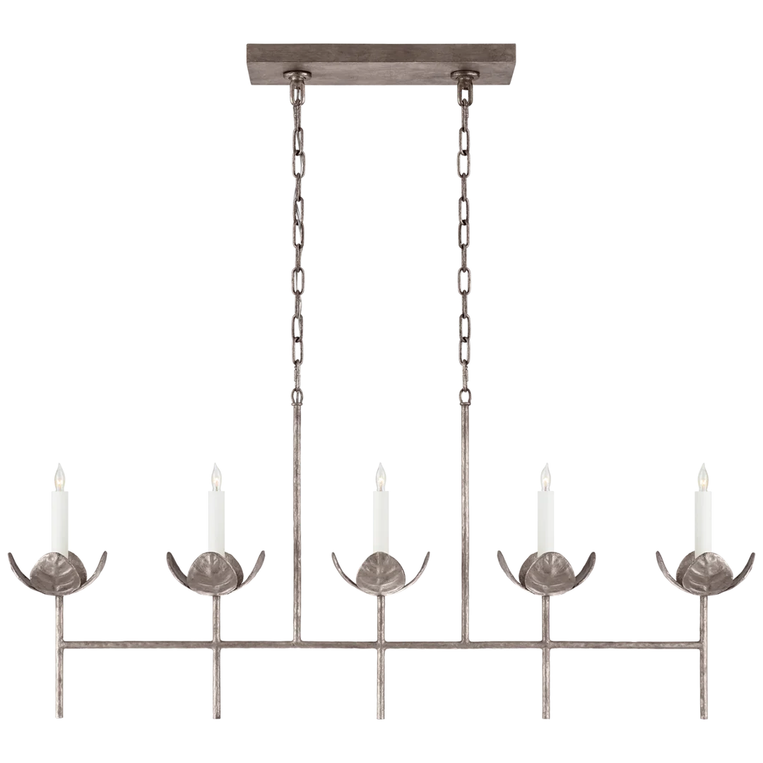 Iyana Large Linear Chandelier-Visual Comfort-Burnished Silver Leaf-ChandeliersBurnished Silver Leaf-No Option-5-France and Son