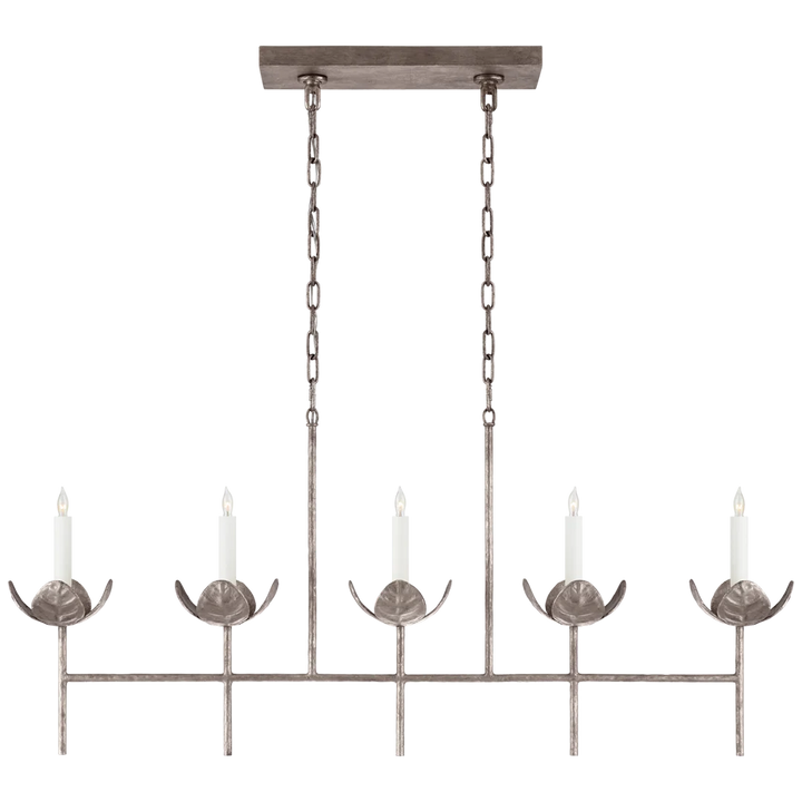 Iyana Large Linear Chandelier-Visual Comfort-Burnished Silver Leaf-ChandeliersBurnished Silver Leaf-No Option-5-France and Son