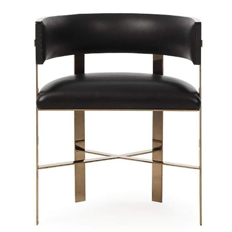Kelly Hoppen Art Dining Chair - Black Leather-Sonder-FIC2035-Dining Chairs-3-France and Son