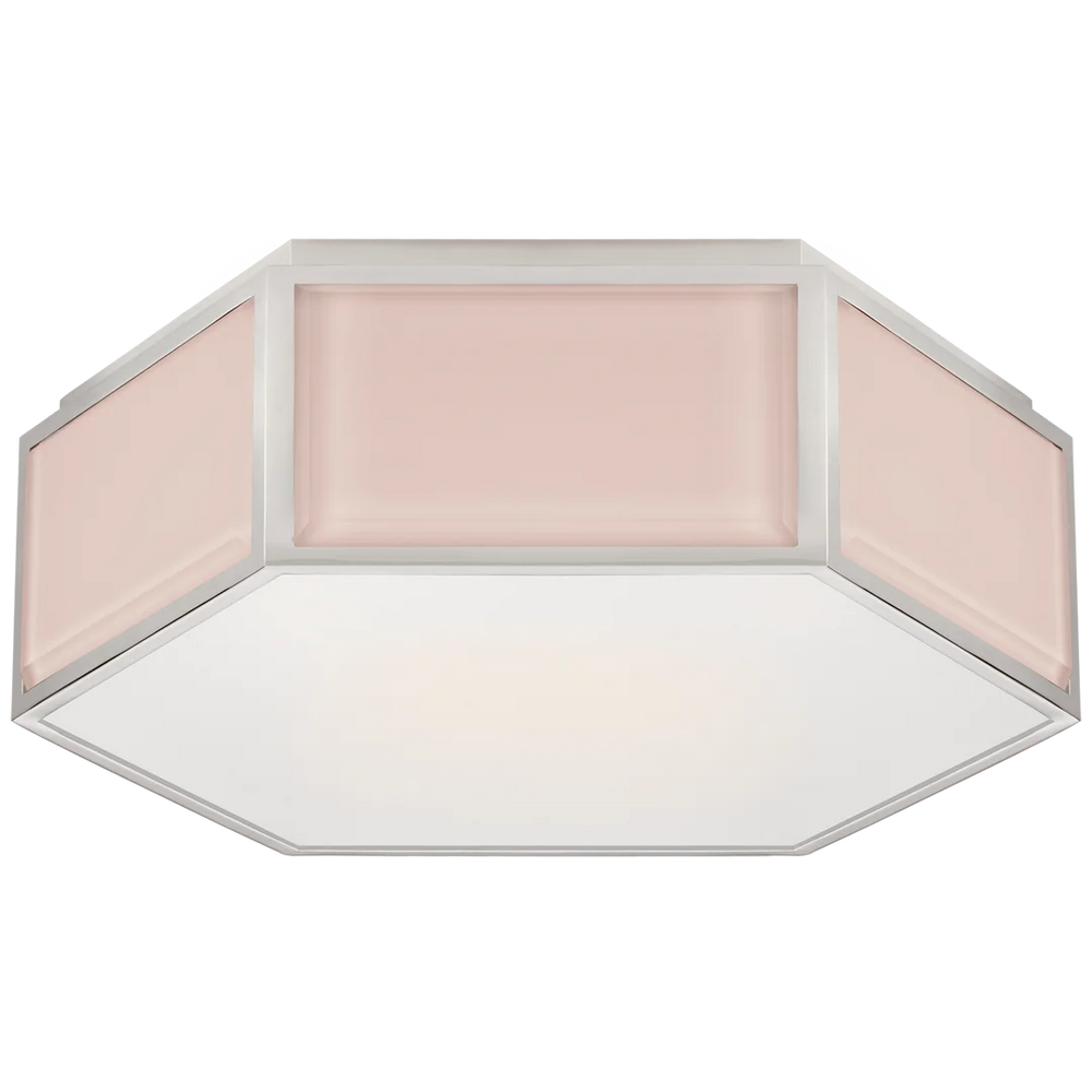 Brandford Small Hexagonal Flush Mount-Visual Comfort-VISUAL-KS 4120BLS/PN-FG-Flush MountsBlush and Polished Nickel-Frosted Glass-2-France and Son