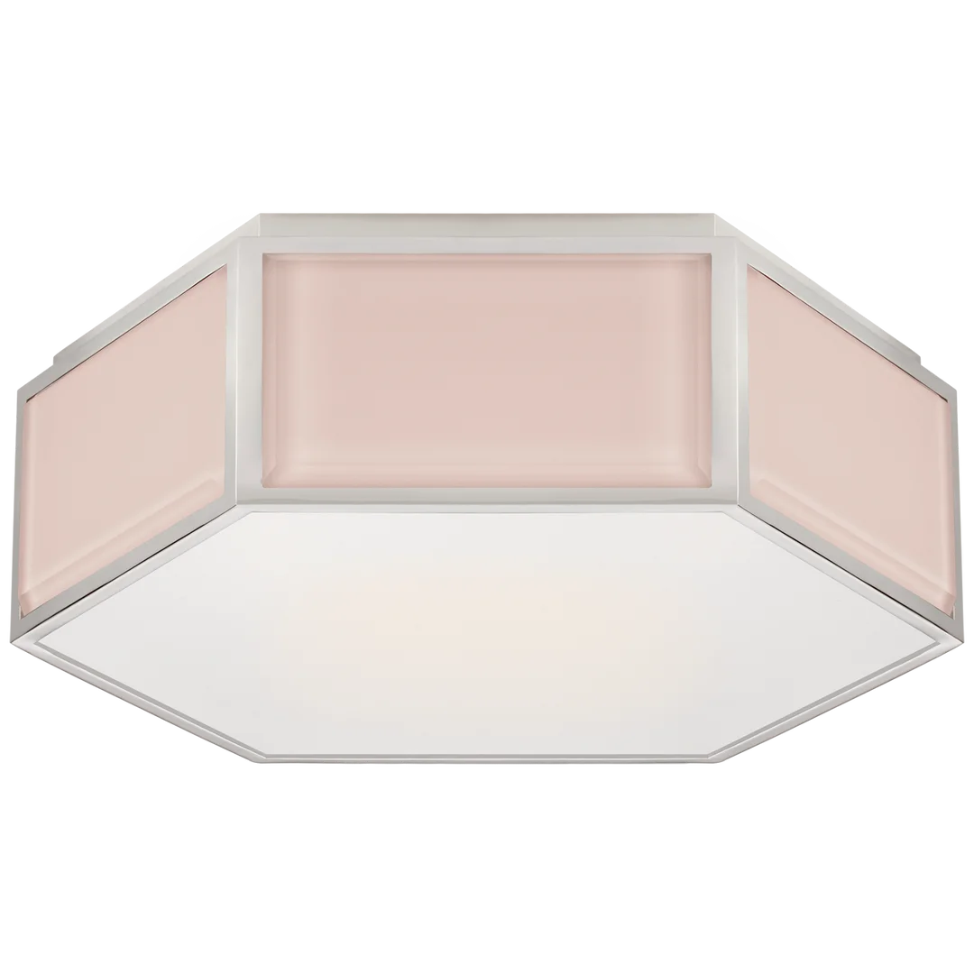 Brandford Small Hexagonal Flush Mount-Visual Comfort-VISUAL-KS 4120BLS/PN-FG-Flush MountsBlush and Polished Nickel-Frosted Glass-2-France and Son