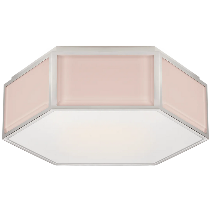 Brandford Small Hexagonal Flush Mount-Visual Comfort-VISUAL-KS 4120BLS/PN-FG-Flush MountsBlush and Polished Nickel-Frosted Glass-2-France and Son