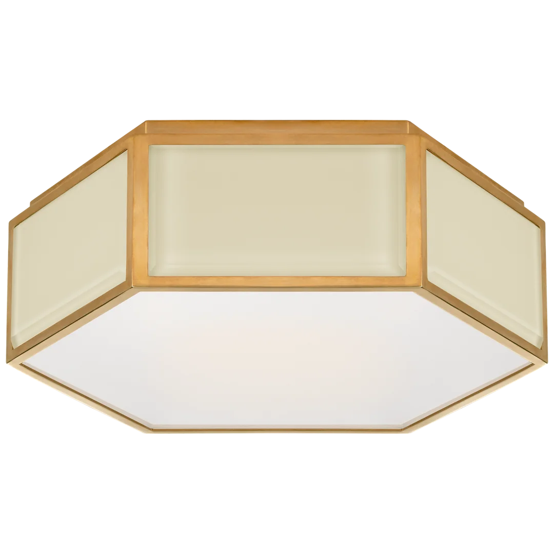 Brandford Small Hexagonal Flush Mount-Visual Comfort-VISUAL-KS 4120CRE/SB-FG-Flush MountsCream and Soft Brass-Frosted Glass-3-France and Son