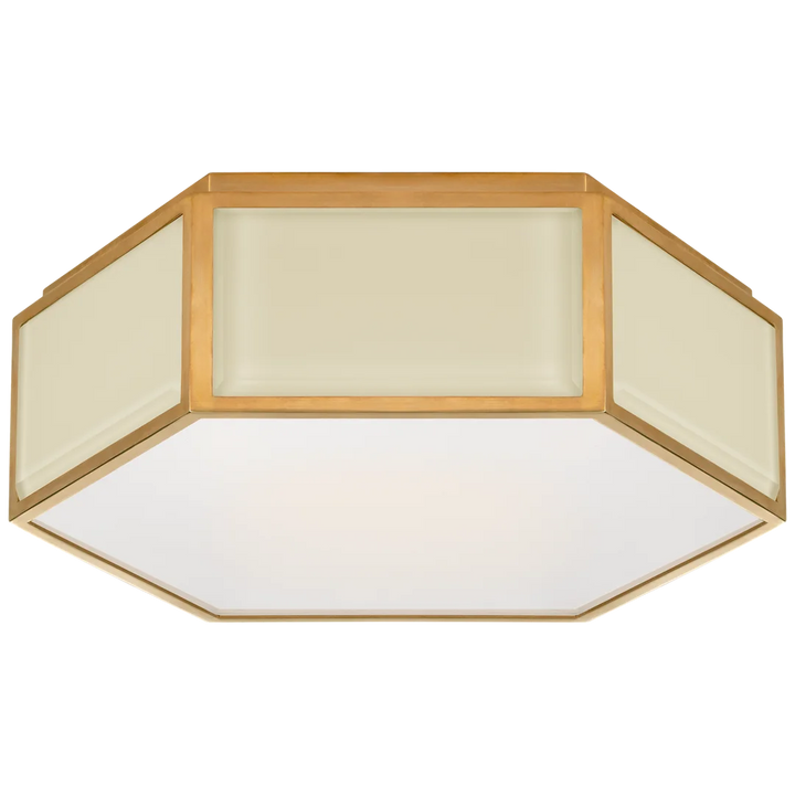 Brandford Small Hexagonal Flush Mount-Visual Comfort-VISUAL-KS 4120CRE/SB-FG-Flush MountsCream and Soft Brass-Frosted Glass-3-France and Son