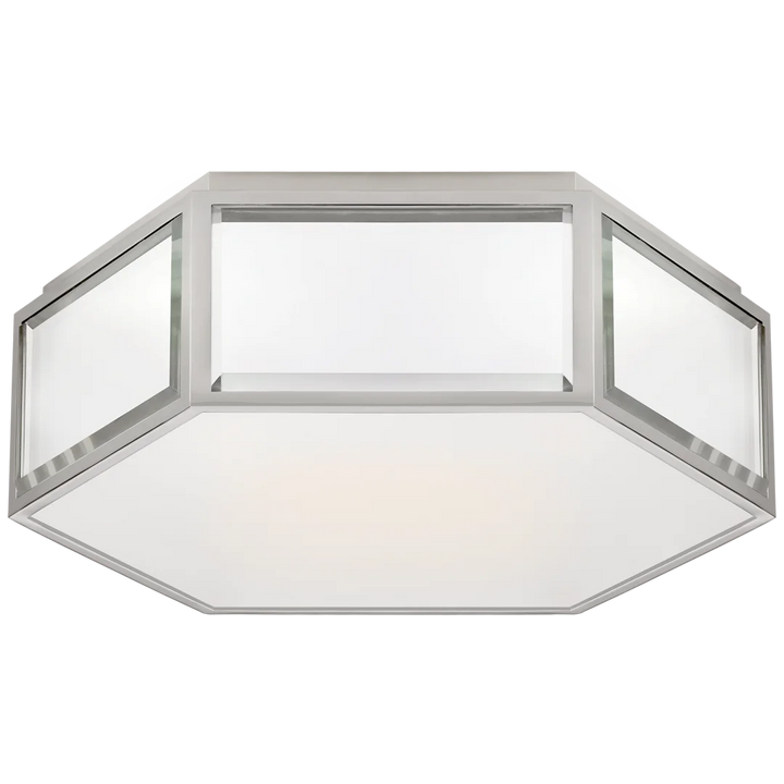 Brandford Small Hexagonal Flush Mount-Visual Comfort-VISUAL-KS 4120MIR/PN-FG-Flush MountsMirror and Polished Nickel-Frosted Glass-4-France and Son