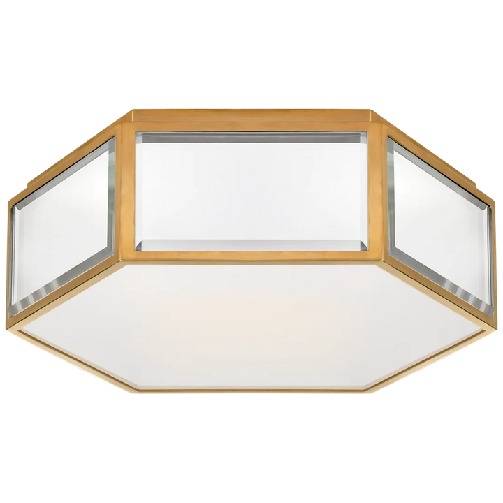 Brandford Small Hexagonal Flush Mount-Visual Comfort-VISUAL-KS 4120MIR/PN-FG-Flush MountsMirror and Soft Brass-Frosted Glass-5-France and Son