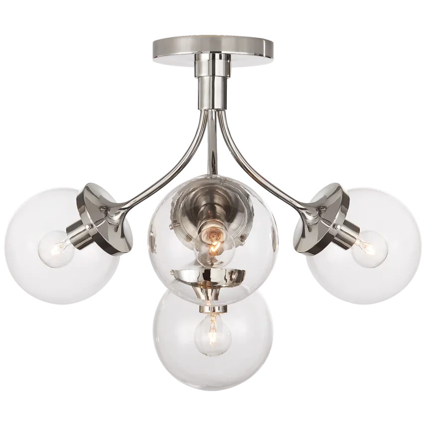 Peony Medium Semi - Flush Mount-Visual Comfort-VISUAL-KS 4407PN-CG-Flush MountsPolished Nickel-Clear Glass-1-France and Son