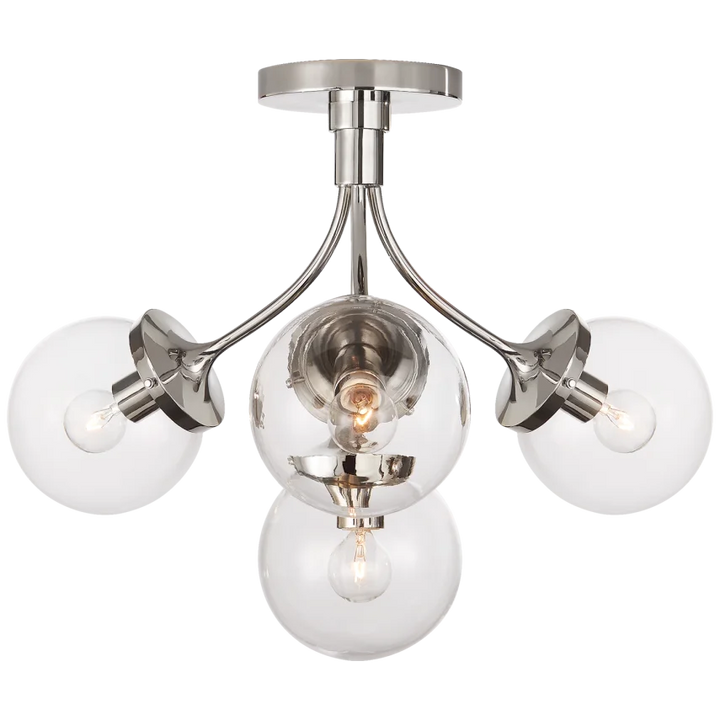 Peony Medium Semi - Flush Mount-Visual Comfort-VISUAL-KS 4407PN-CG-Flush MountsPolished Nickel-Clear Glass-1-France and Son