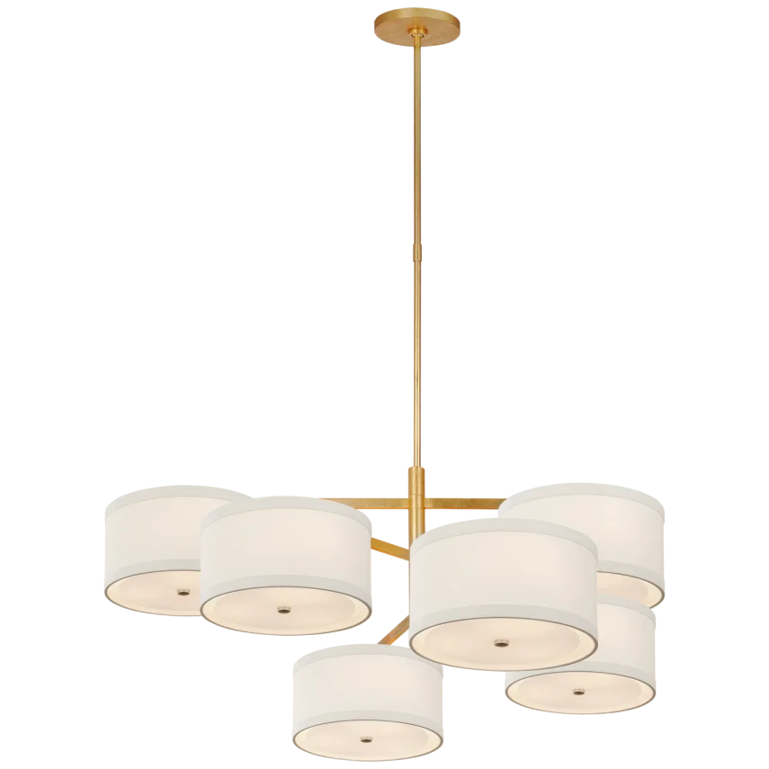 Walter XL Offset Chandelier-Visual Comfort-VISUAL-KS 5072G-L-ChandeliersGild with Linen Shades-2-France and Son