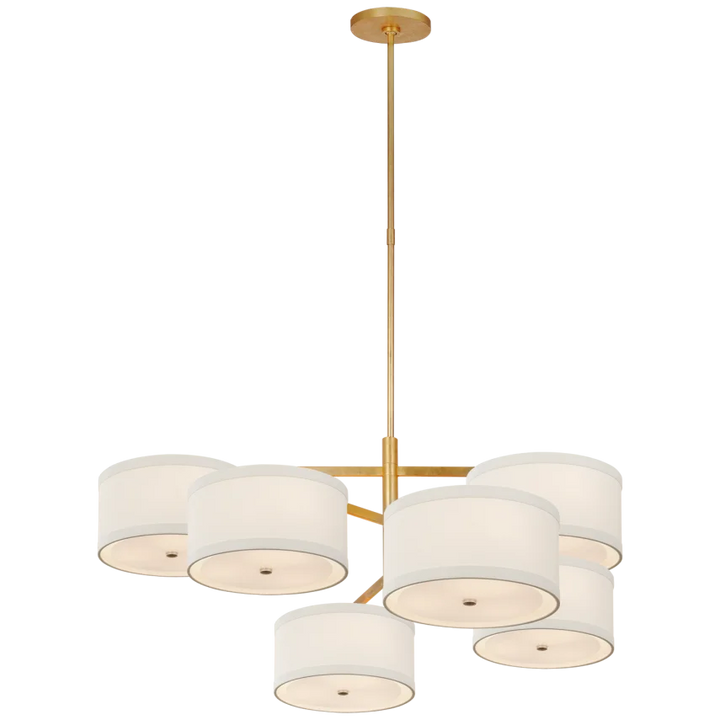 Walter XL Offset Chandelier-Visual Comfort-VISUAL-KS 5072G-L-ChandeliersGild with Linen Shades-2-France and Son