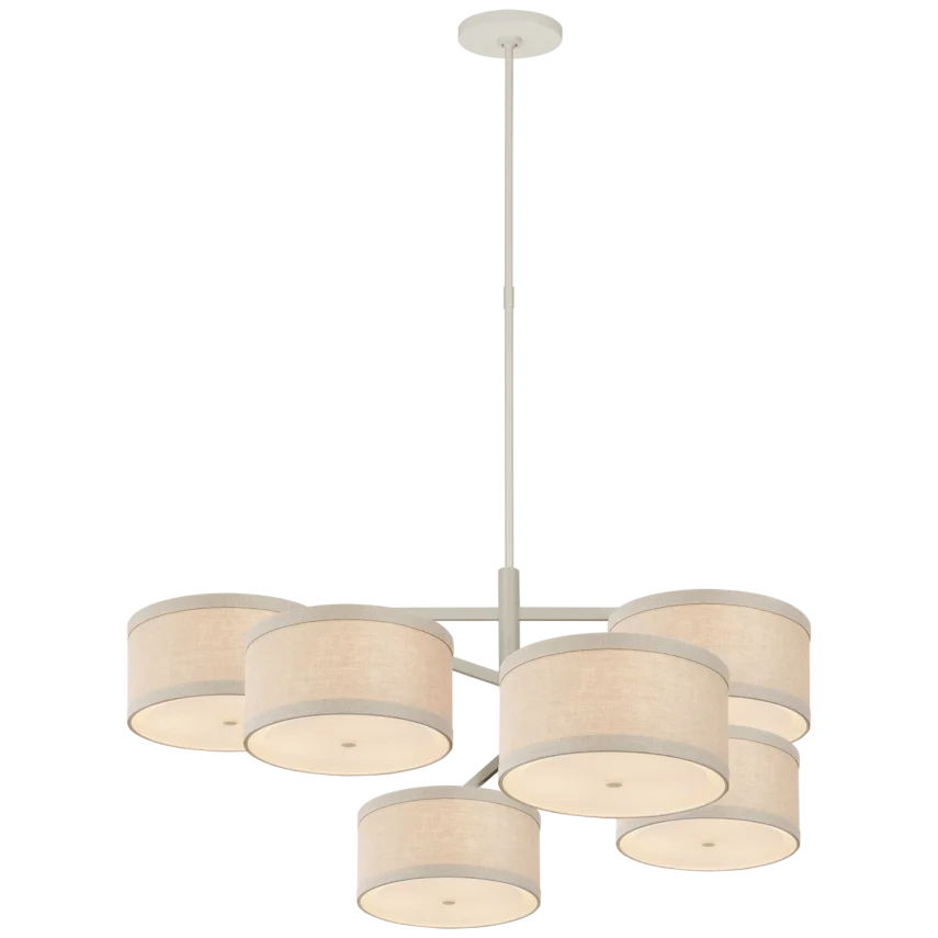 Walter XL Offset Chandelier-Visual Comfort-VISUAL-KS 5072LC-NL-ChandeliersLight Cream with Natural Linen Shades-4-France and Son