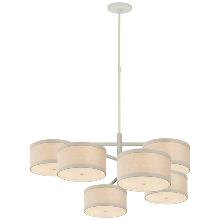 Walter XL Offset Chandelier-Visual Comfort-VISUAL-KS 5072LC-NL-ChandeliersLight Cream with Natural Linen Shades-4-France and Son