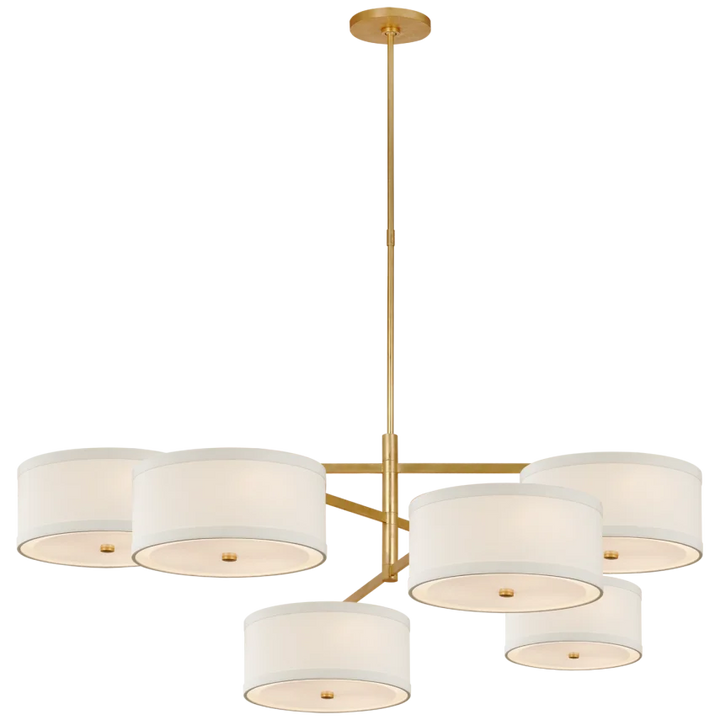 Winona Grande Offset Chandelier-Visual Comfort-VISUAL-KS 5073G-L-ChandeliersGild-Linen Shades-2-France and Son