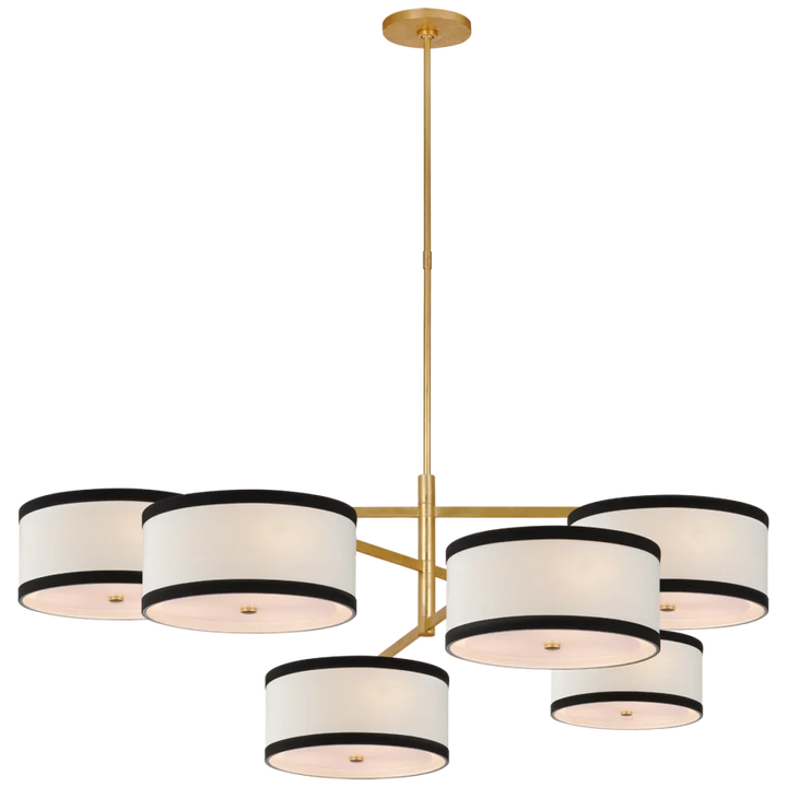 Winona Grande Offset Chandelier-Visual Comfort-VISUAL-KS 5073G-L/BL-ChandeliersGild-Linen With Black Linen Trim-3-France and Son