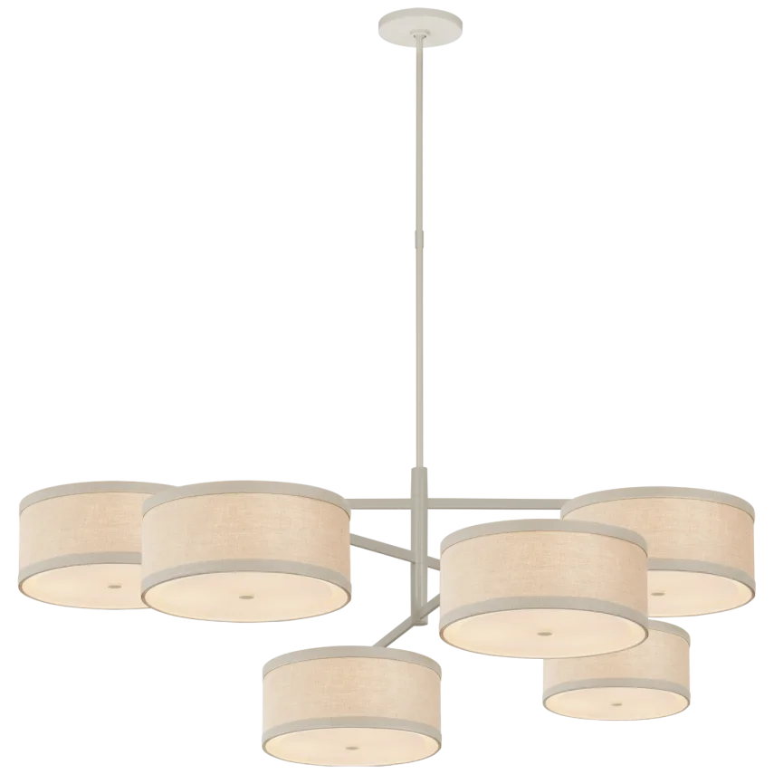 Winona Grande Offset Chandelier-Visual Comfort-VISUAL-KS 5073LC-NL-ChandeliersLight Cream-Natural Linen-4-France and Son