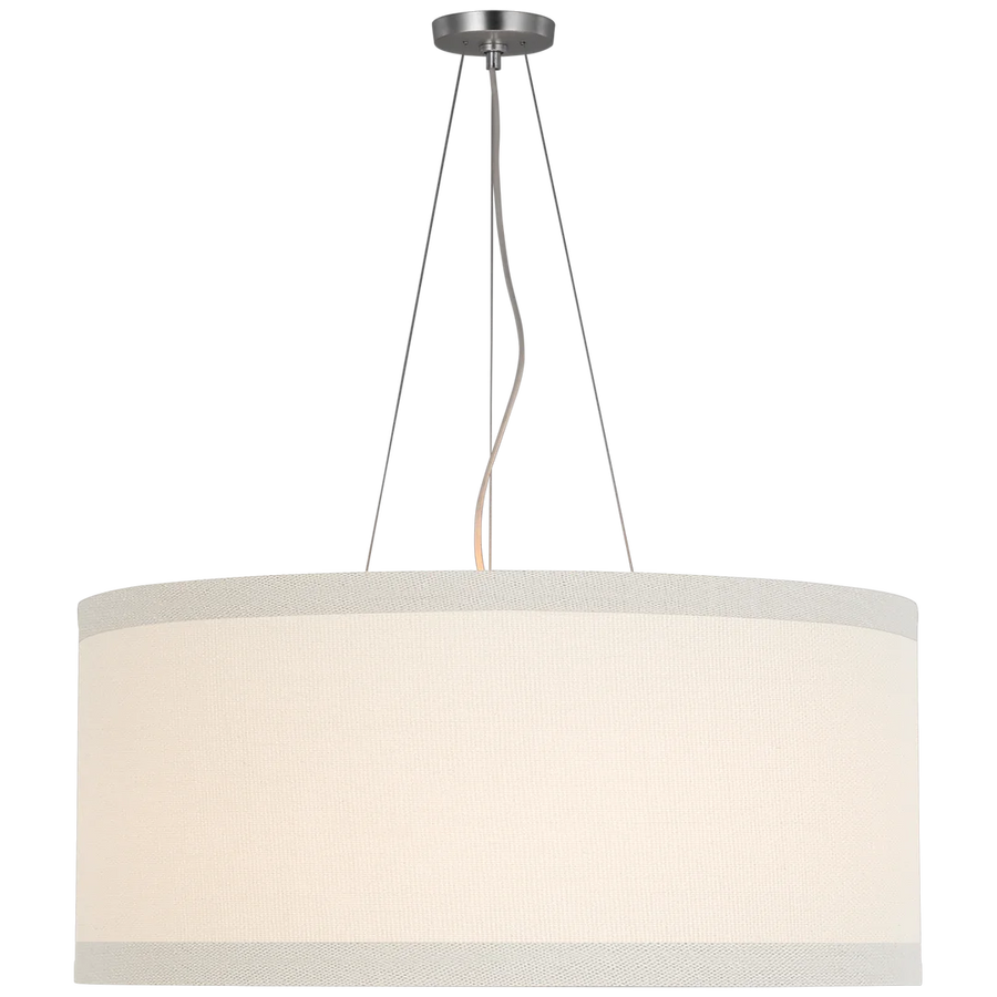 Winona Large Hanging Shade-Visual Comfort-VISUAL-KS 5079BSL-L-PendantsBurnished Silver Leaf - Cream Linen Shade-1-France and Son