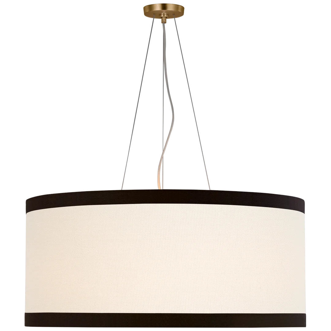 Winona Large Hanging Shade-Visual Comfort-VISUAL-KS 5079G-L/BL-PendantsGild with Cream Linen Shade - Black Linen Trim-3-France and Son