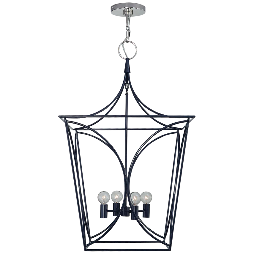 Cavabiru Medium Lantern-Visual Comfort-VISUAL-KS 5145NVY/PN-PendantsFrench Navy and Polished Nickel-4-France and Son