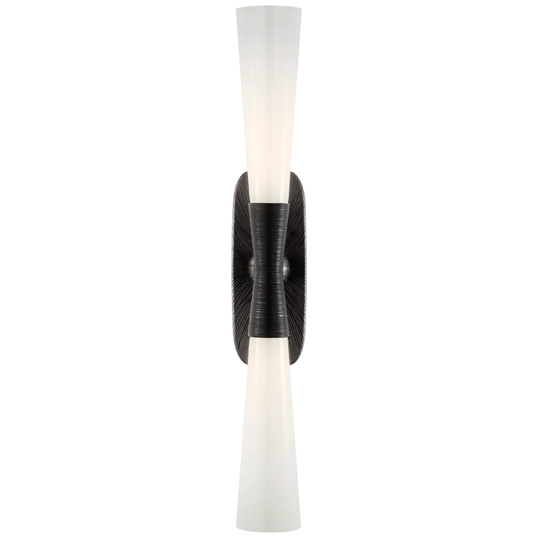 Uropia 32" Double Bath Sconce-Visual Comfort-VISUAL-KW 2045AI-WG-Bathroom LightingAged Iron-White Glass-1-France and Son