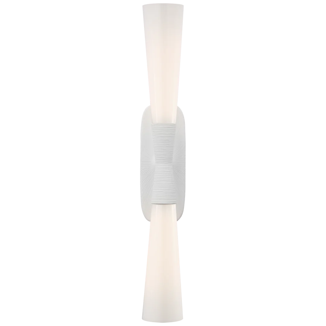 Uropia 32" Double Bath Sconce-Visual Comfort-VISUAL-KW 2045PW-WG-Bathroom LightingPlaster White-White Glass-4-France and Son