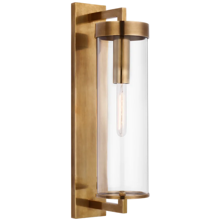 Limo Large Bracketed Outdoor Wall Sconce-Visual Comfort-VISUAL-KW 2123AB-CG-1-Wall LightingAntique-Burnished Brass-Clear Glass-1-France and Son