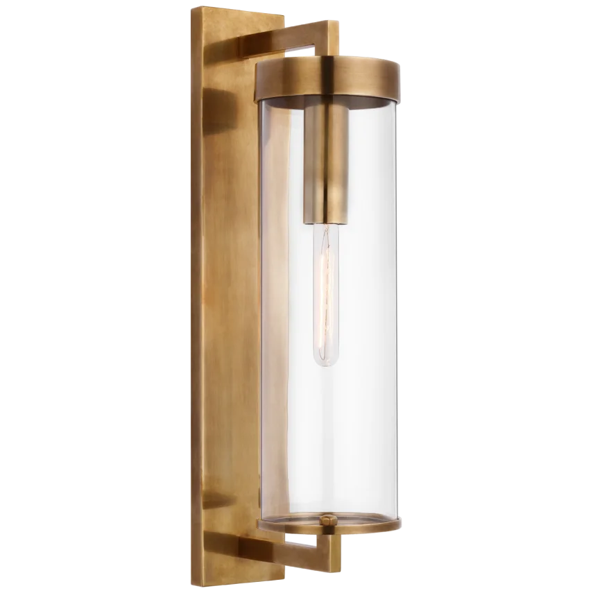 Limo Large Bracketed Outdoor Wall Sconce-Visual Comfort-VISUAL-KW 2123AB-CG-1-Wall LightingAntique-Burnished Brass-Clear Glass-1-France and Son